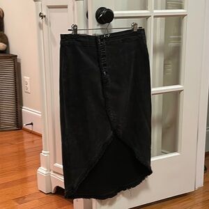 Wash Lab Black Denim Skirt w/Buttons and Rough Hem NWT